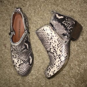 Lucky Brand Snakeskin Booties
